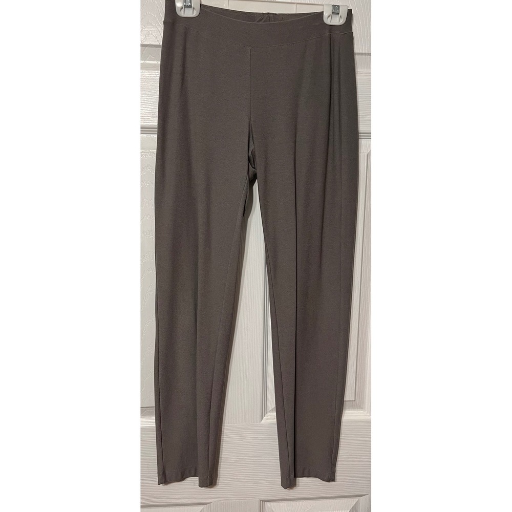 Eileen Fisher Womens XS Taupe‎ Grey Textured Knit Tapered Pull On Ankle Pants